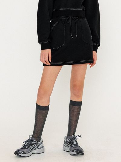 GENERAL IDEA Woman Stitch Banding Mini Skirt [Black]