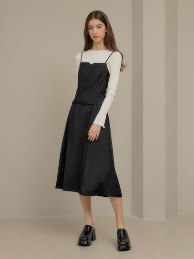 GENERAL IDEA Women Pleated Belt Dress - Black