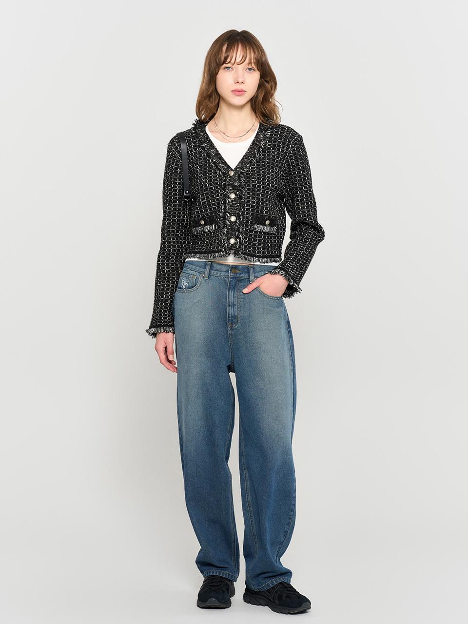 GENERAL IDEA Wool knit tweed jacket [BLACK] / WBD3L09501