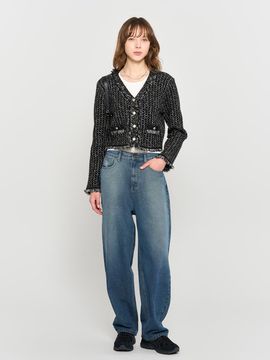 GENERAL IDEA Wool knit tweed jacket [BLACK] / WBD3L09501