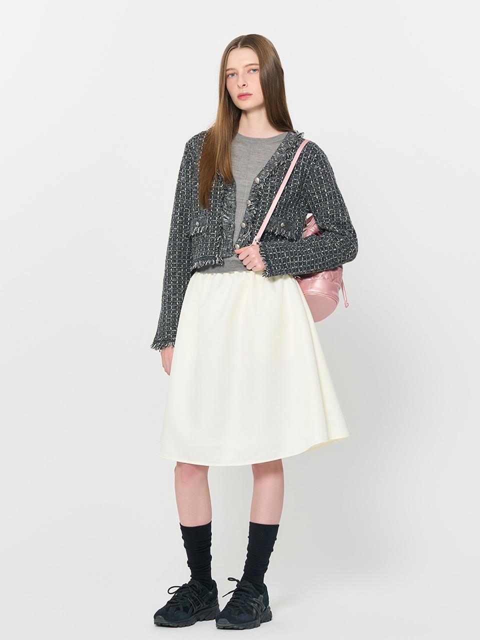 GENERAL IDEA Wool knitwear tweed jacket [CHARCOAL] / WBD3L09501