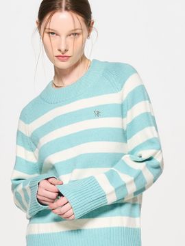 GENERAL IDEA Wool Striped Raglan Pullover Sweater