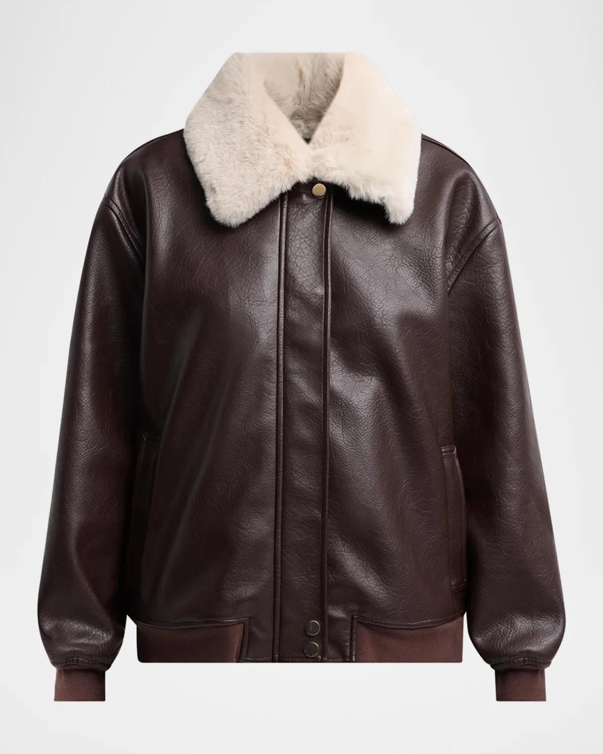 Generation Love Allison Faux-Fur Combo Faux Leather Bomber Jacket