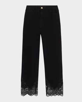 Generation Love Bellatrix Straight Cropped Lace-Trim Jeans