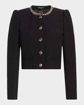 Generation Love Chiara Chain-Embellished Crepe Jacket