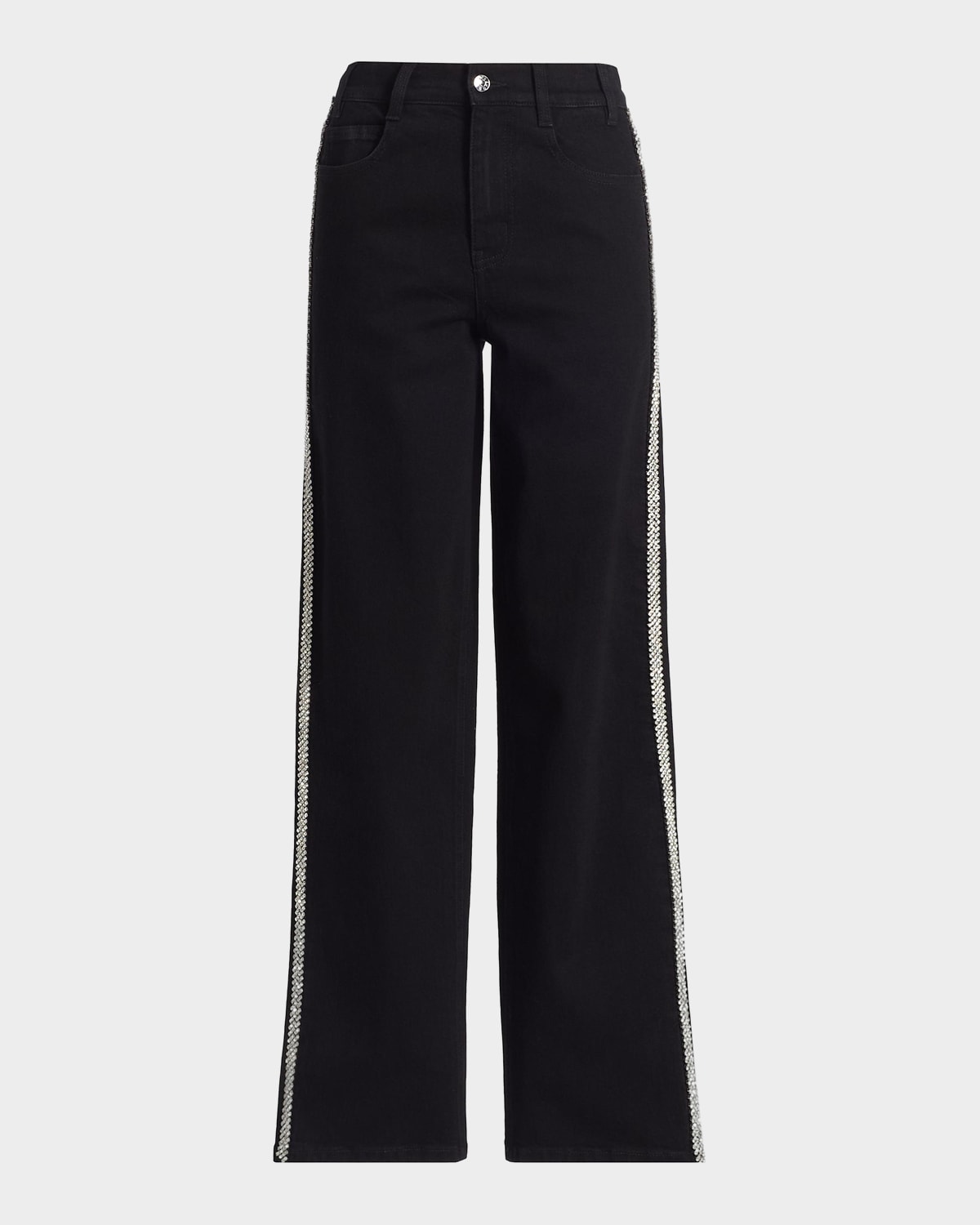 Generation Love Erika Crystal-Embellished High-Rise Wide-Leg Jeans