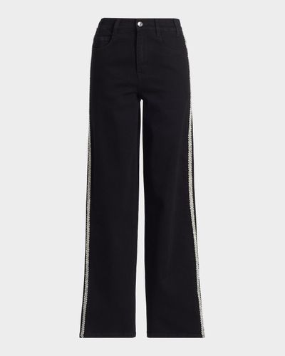 Generation Love Erika Crystal-Embellished High-Rise Wide-Leg Jeans