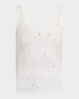 Generation Love Evita Embellished Rib-Knit Jersey Tank Top