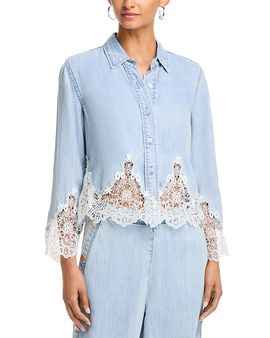 Generation Love Generation Love Eli Lace Combo Denim Shirt