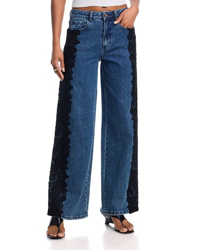 Generation Love Generation Love Georgia High Rise Lace Combo Jeans in Vintage Medium Blue