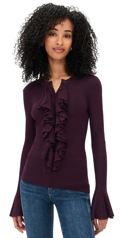 Generation Love Generation Love Maisie Ruffle Sweater Malbec