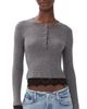 Generation Love Generation Love Olivia Lace Combo Henley Sweater Heather Charcoal/Blk - 1