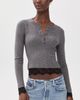 Generation Love Generation Love Olivia Lace Combo Henley Sweater Heather Charcoal/Blk - 2