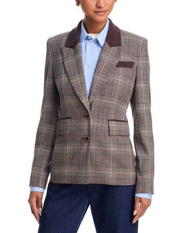 Generation Love Generation Love Rosella Faux Suede Glen Plaid Suiting Blazer