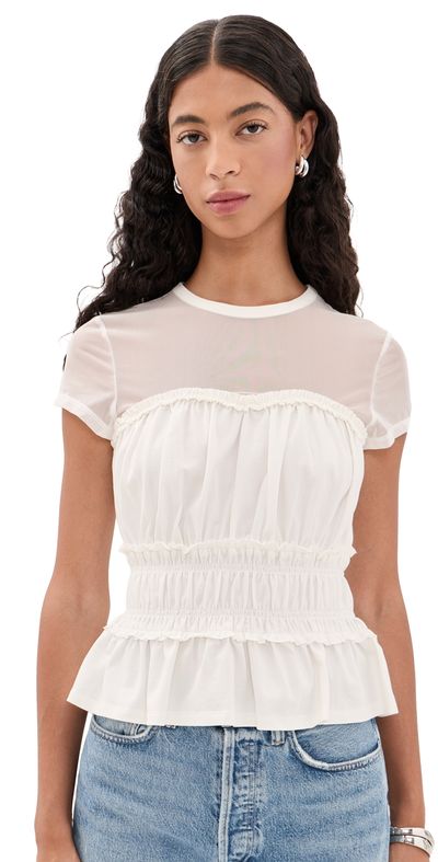 Generation Love Generation Love Sigrid Mesh Combo Top White