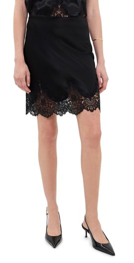 Generation Love Generation Love Wisteria Lace Combo Liquid Satin Skirt Black