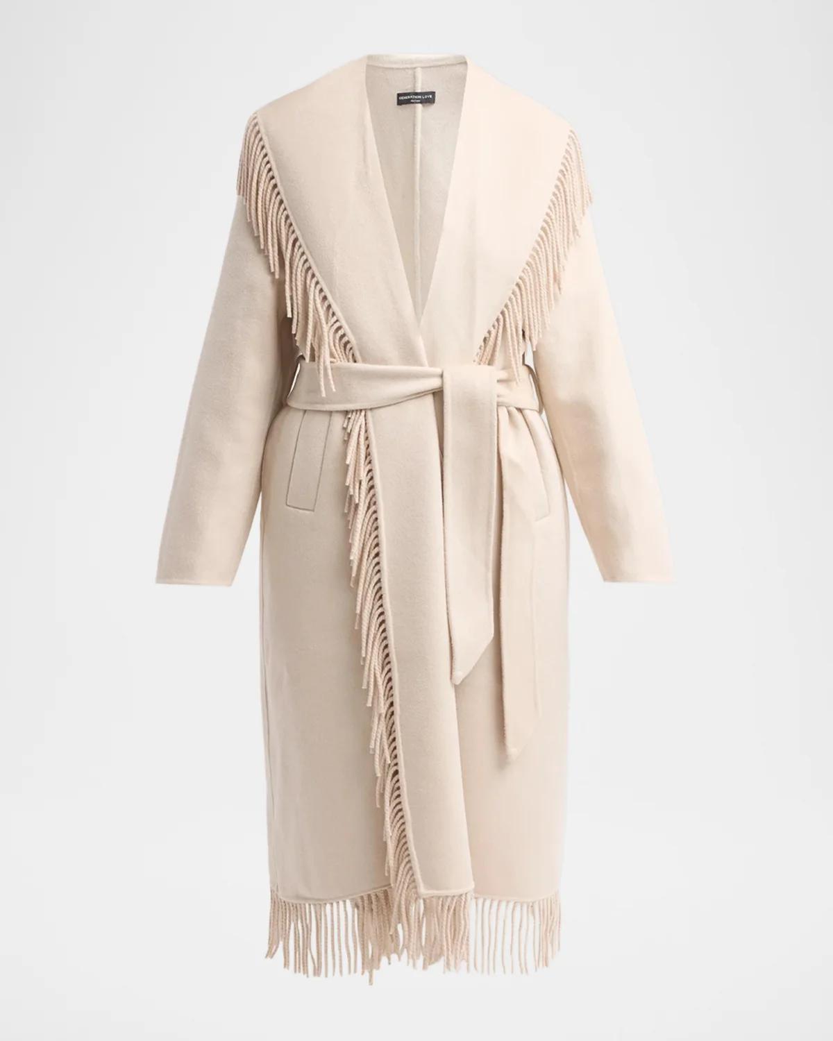 Generation Love Jenny Fringe Wool Wrap Coat