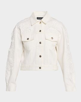 Generation Love Lexia Lace Appliqué Denim Jacket