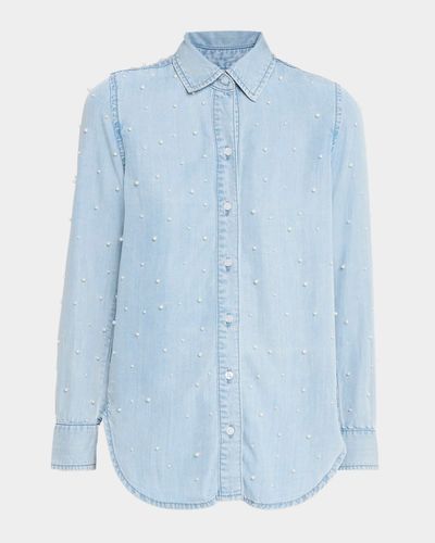 Generation Love Marcello Pearl-Embellished Denim Shirt