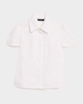 Generation Love Murphy Pearl-Embellished Short-Sleeve Poplin Shirt