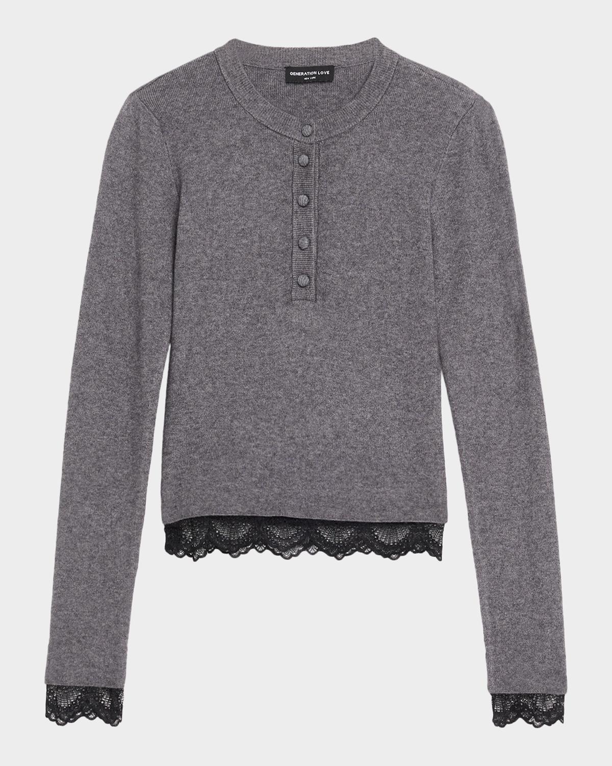 Generation Love Olivia Knit Lace-Trim Top