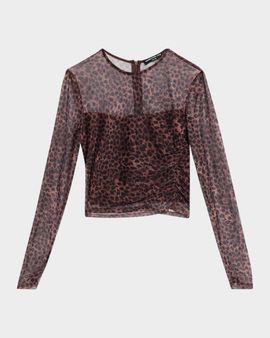 Generation Love Vivi Leopard-Print Mesh Top