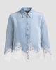 Generation Love Women's Eli Lace Trim Denim Shirt - 1