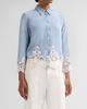 Generation Love Women's Eli Lace Trim Denim Shirt - 4