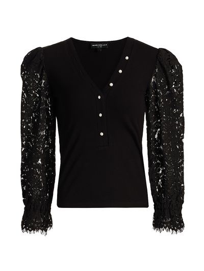 Generation Love Women's Mckenna Puff-Sleeve Lace Henley