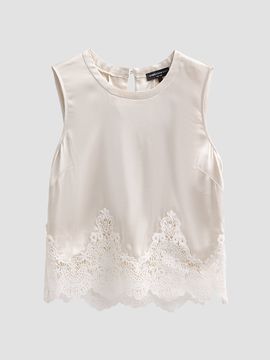 Generation Love Women's Tegan Lace Trim Liquid Satin Top
