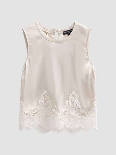 Generation Love Women's Tegan Lace Trim Liquid Satin Top