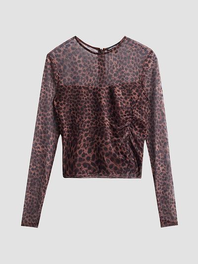Generation Love Women's Vivi Leopard-Print Mesh Top