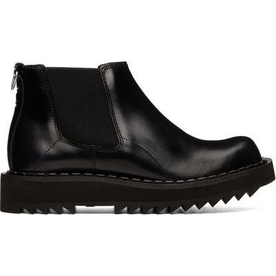 George Cox George Cox Black Ripple Bump-Toe Chelsea Boots
