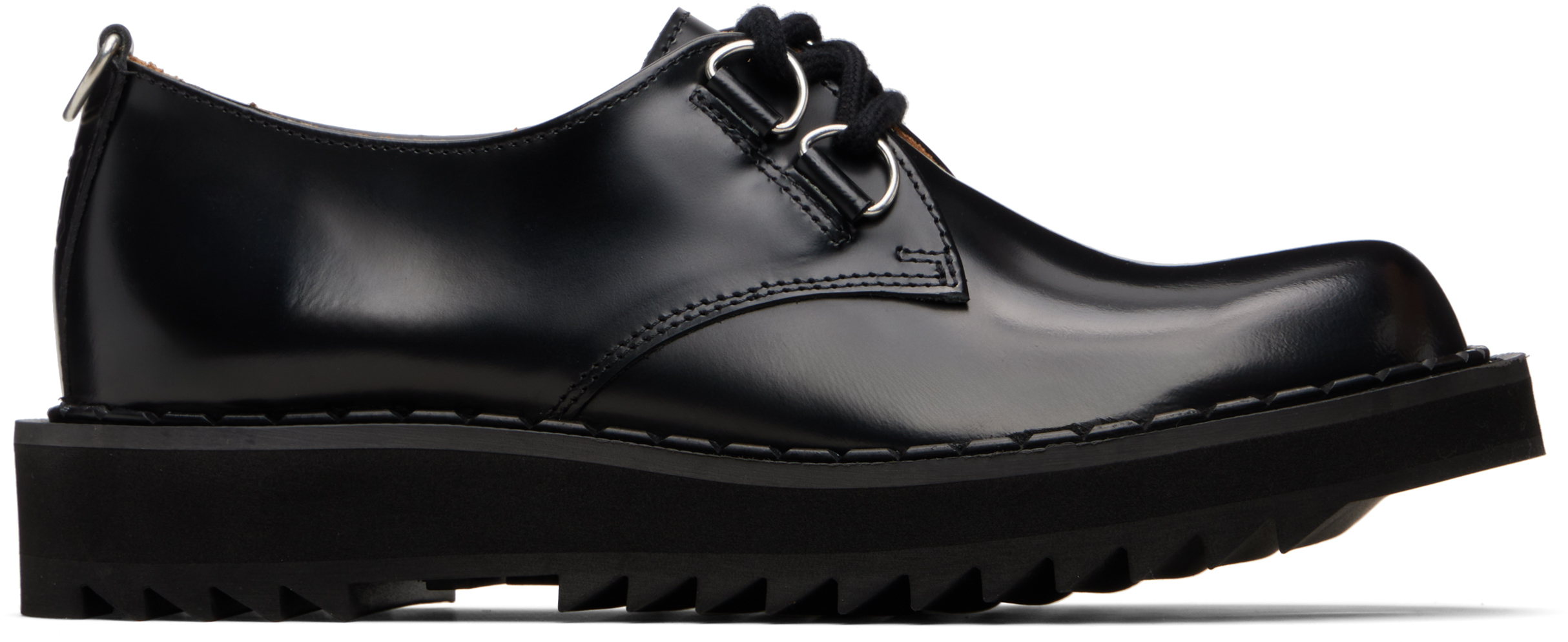 George Cox - Black Ripple Bump Toe Derbys