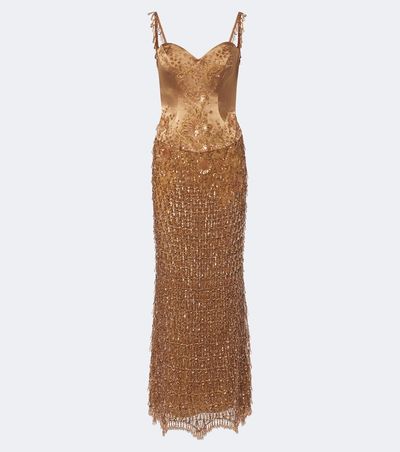 Georges Hobeika Georges Hobeika Embellished satin bustier gown