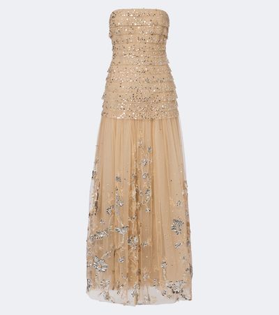 Georges Hobeika Georges Hobeika Sequined tiered tulle bustier gown