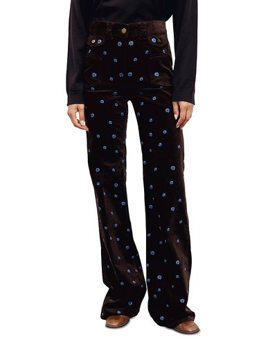 Gerard Darel Gerard Darel Anna Floral Embroidered Velvet Trousers