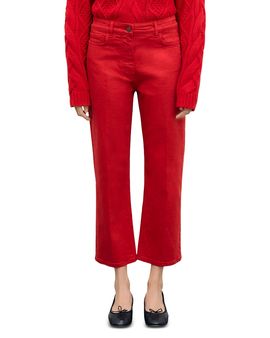 Gerard Darel Gerard Darel Cotton Stretch High Rise Straight Jeans in Red