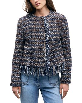 Gerard Darel Gerard Darel Joya Fringe Trim Snap Front Jacket