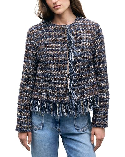 Gerard Darel Gerard Darel Joya Fringe Trim Snap Front Jacket