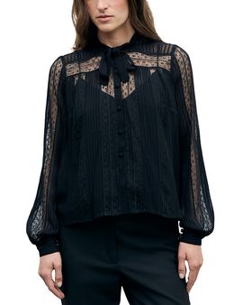 Gerard Darel Gerard Darel Lonnie Tie Neck Button Front Blouse