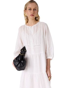 GERARD DAREL GERARD DAREL Pintuck Tiered Midi Lace Dress