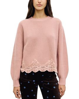 Gerard Darel Gerard Darel Riviera Wool Lace Hem Sweater