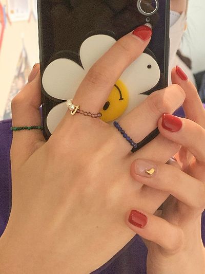 GETMEBLING Initial Gemstone Ring