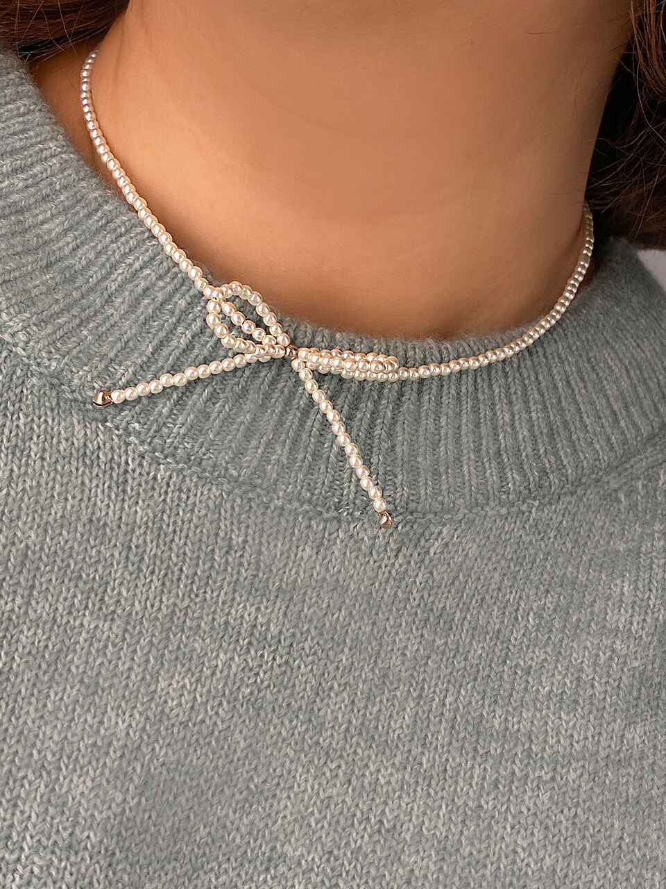 GETMEBLING Ribbon Muse Necklace_white