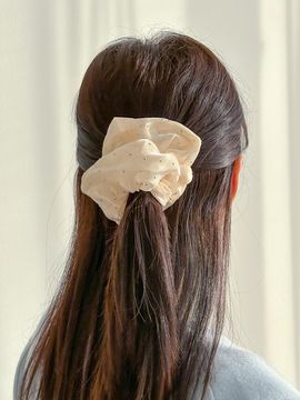 GETMEBLING Silver Dot Satin Scrunchie