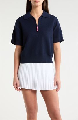 G/FORE G/FORE Merino Wool Blend Short Sleeve Quarter Zip Golf Sweater