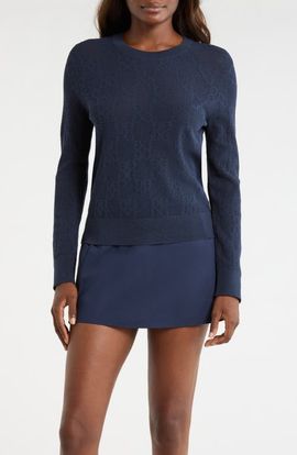 G/FORE G/FORE Pointelle Knit Crewneck Golf Sweater