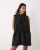 Ghospell Ghospell Amina sleeveless bow detailing ruched mini dress in black - 1