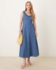 Ghospell Ghospell denim ruffle midaxi dress in blue - 1